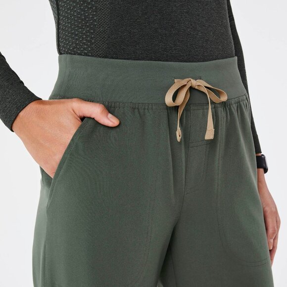 Figs High Waisted Isabel Wide Leg Scrub Pants in Moss, Size Medium - Picture 4 of 9